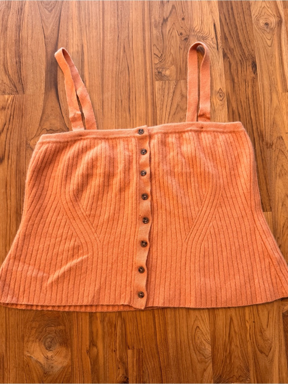 ULLA JOHNSON Wool & Cashmere Ribbed Cropped Tank Top Women’s XL Button Front